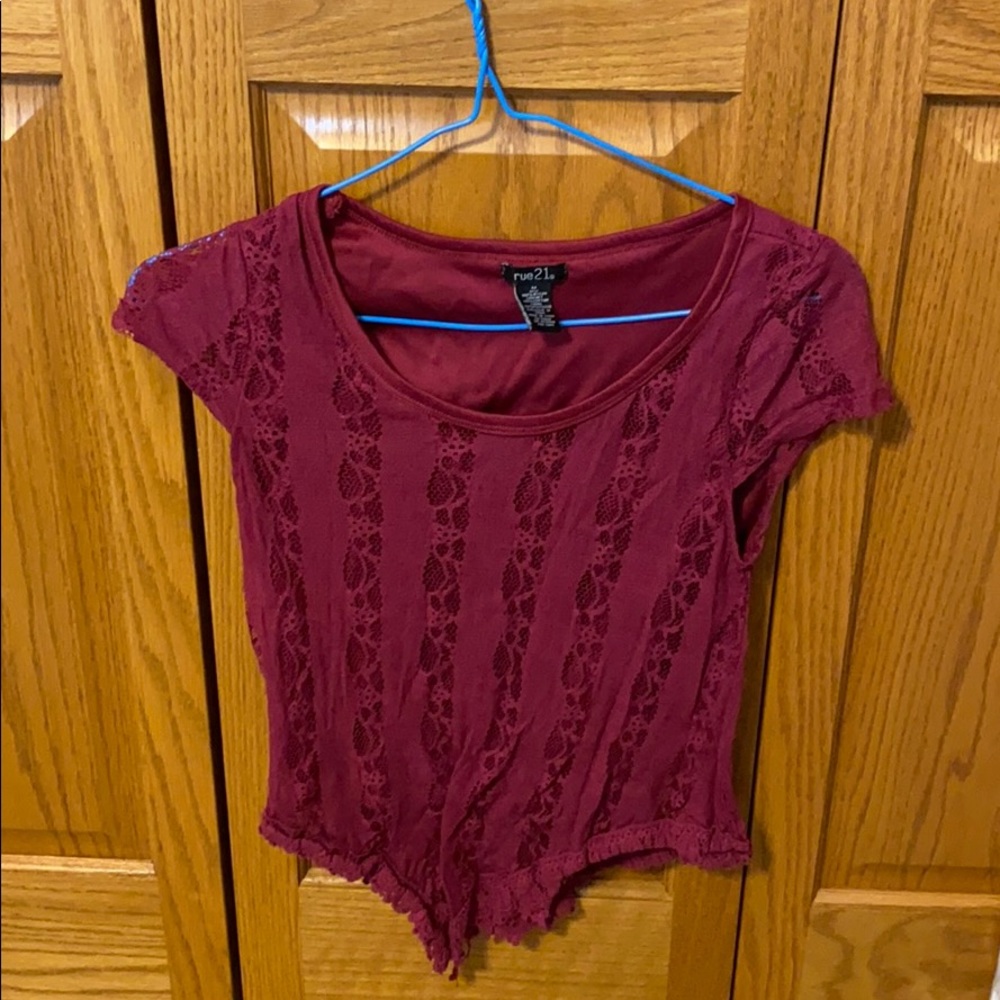 Lace Maroon Tshirt